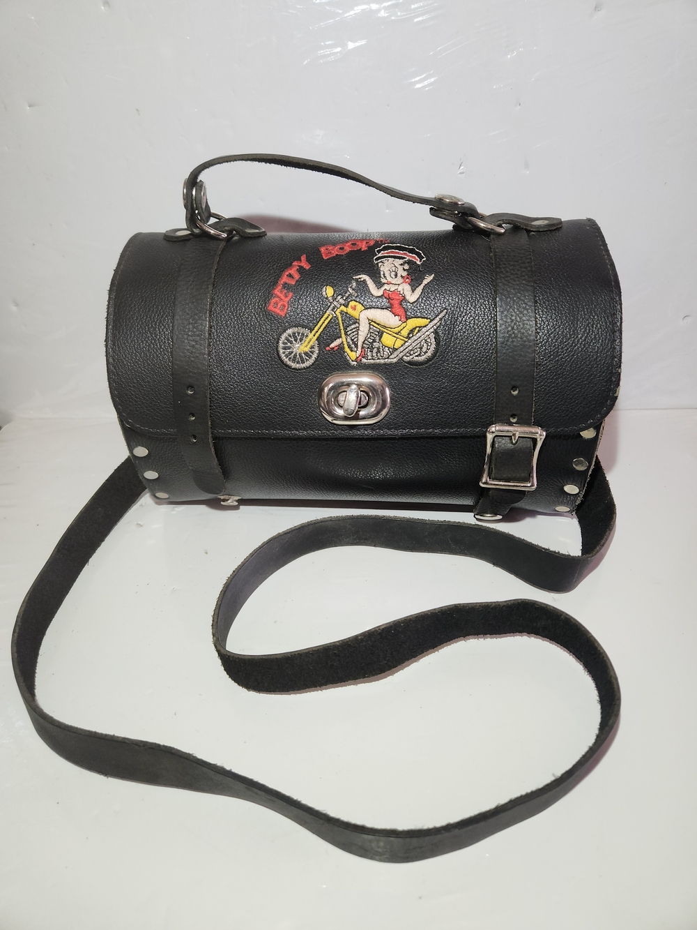 Betty Boop Motorcycle Leather Biker Purse Made In USA